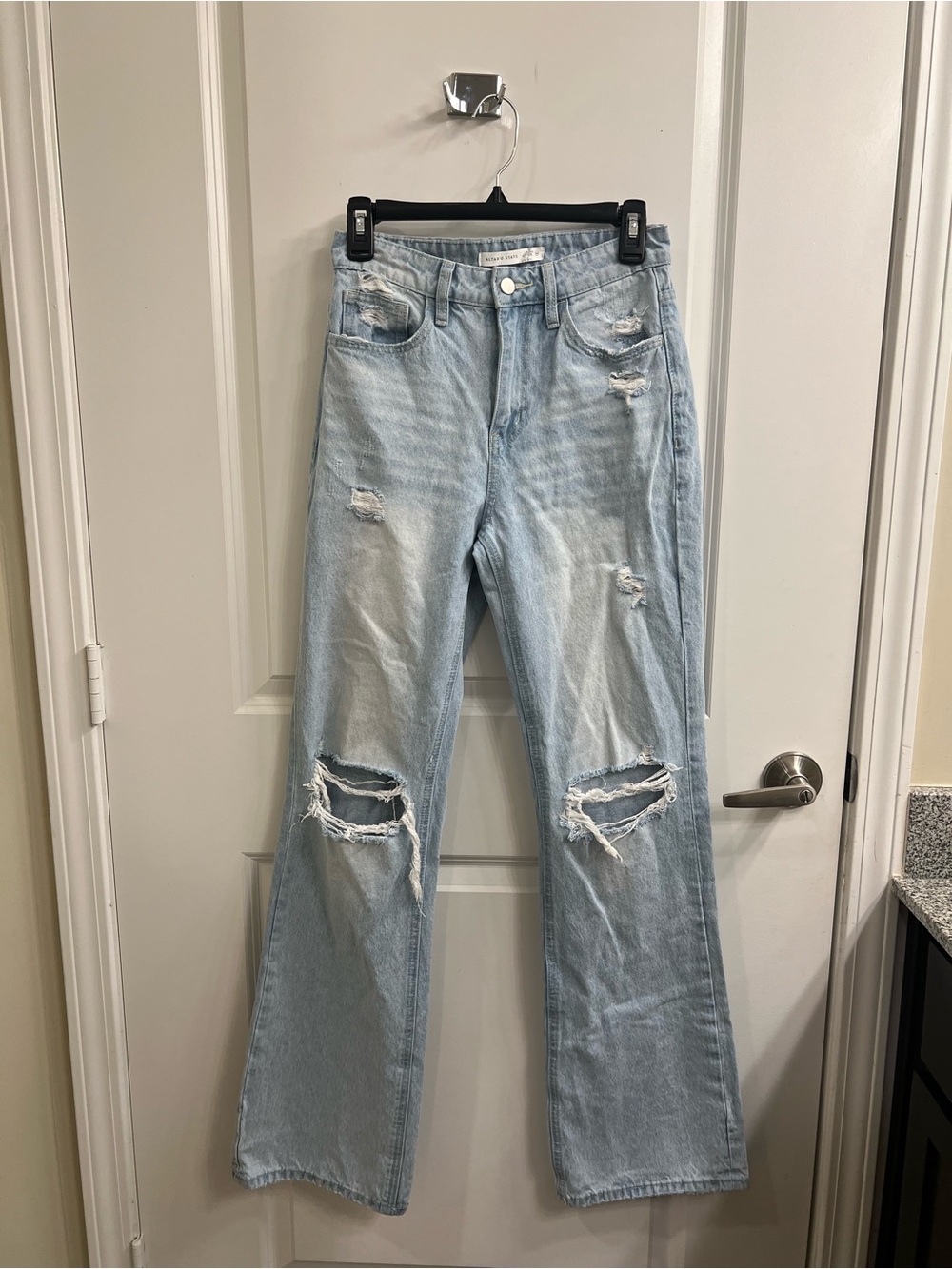 Altar'd State Light Blue Distressed Wide-Leg Jeans Size 24